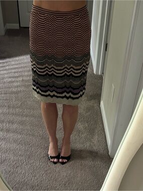Missoni Chevron Knit Pencil Skirt in Black, Beige, Purple, Blush